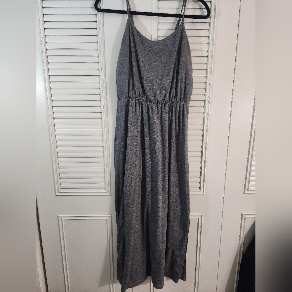 Comfy grey stretchy and adjustable maxi dress